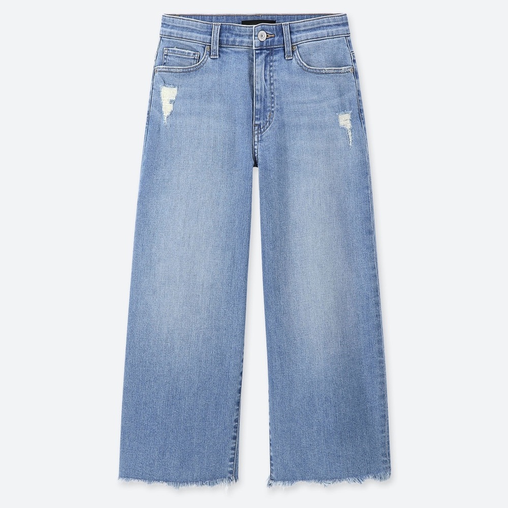 Uniqlo High Rise Wide Leg Cropped Jeans